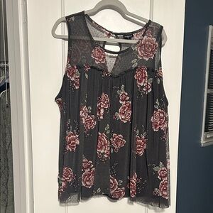 Torrid Gray and Pink Floral Blouse